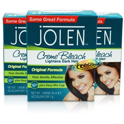 3x Jolen Original Facial Cream Creme Bleach Lightens Excess Dark Hair 30ml