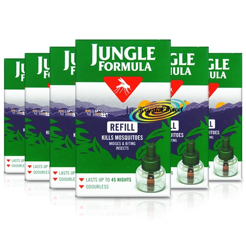 6x Jungle Formula Plug In Refill Odourless Mosquito Insect Killer 35ml