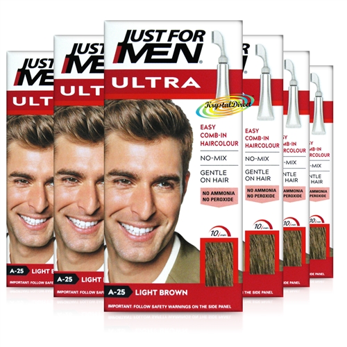 6x Just For Men Ultra Easy Comb In Autostop A25 Light Brown Hair Colour Dye