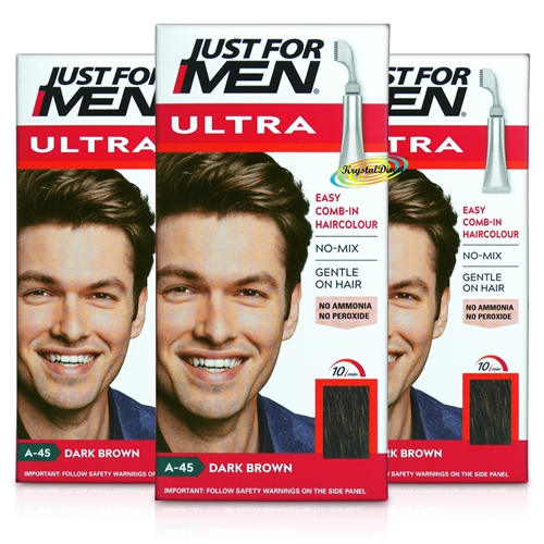 3x Just For Men Ultra Easy Comb In Autostop A45 Dark Brown Hair Colour Dye