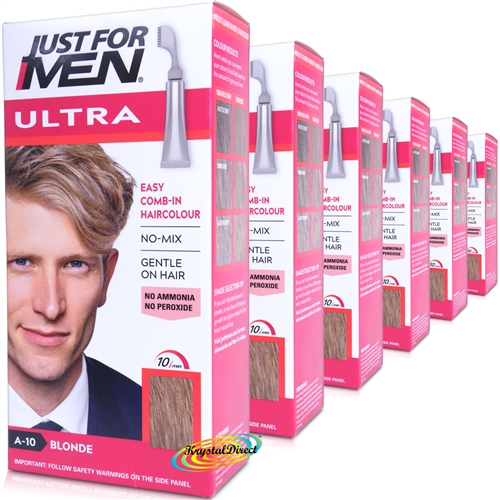 6x Just For Men Ultra Easy Comb In Hair Colour Dye A-10 BLONDE - Autostop