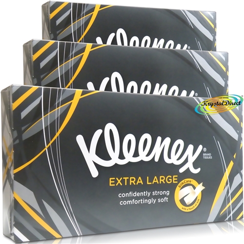 3x Kleenex Extra Large 2 Ply Facial 90 Tissues