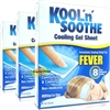 3x Kool 'n' Soothe Soft Gel Children Kids Fever Immediate Cooling Relief 4 Sheets