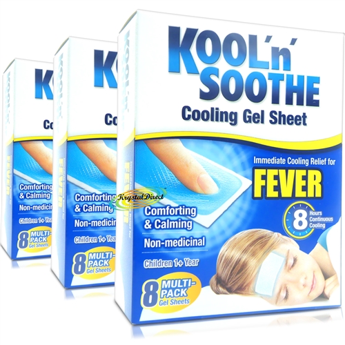 3x Kool 'n' Soothe Kids Fever Multipack 8 Immediate Cooling Relief For 8 Hours