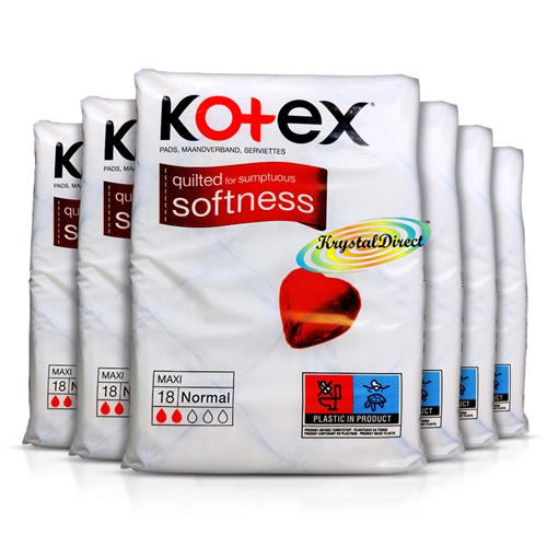 6x Kotex Maxi 16 Normal Quilted Soft Sanitary Protection Pads