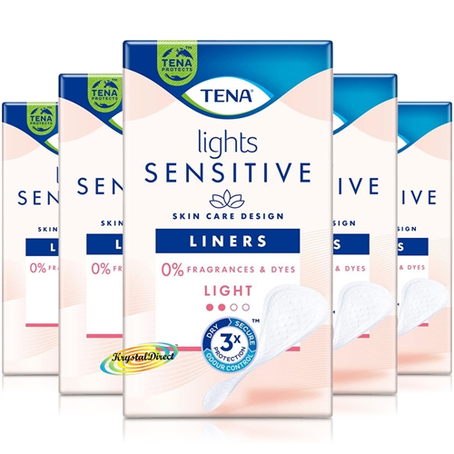 5x Tena Lights Sensitive LIGHT 28 Liners - 0% Fragrances & Dyes