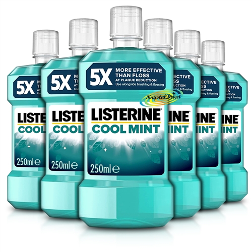 6x Listerine Cool Mint Antiseptic Anti Bacterial Oral Care Mouthwash 250ml