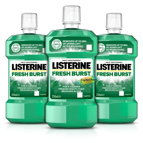 3x Listerine Fresh Burst Antiseptic Anti Bacterial Oral Care Mouthwash 250ml