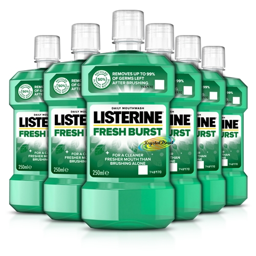 6x Listerine Fresh Burst Antiseptic Anti Bacterial Oral Care Mouthwash 250ml