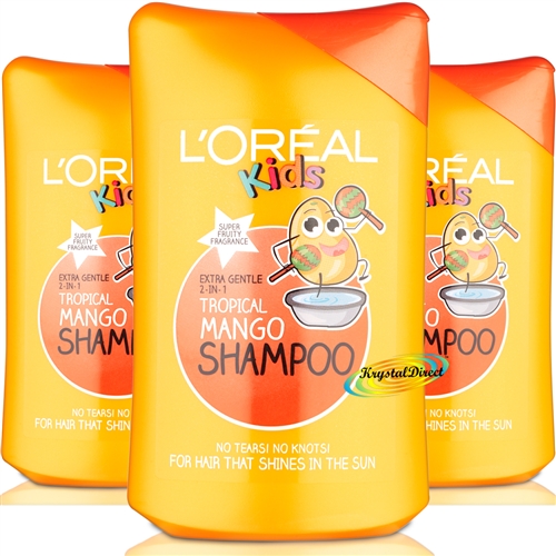3x L'Oreal Kids Super Fruity Frag TROPICAL MANGO Shampoo 250ml