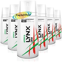 6x Lynx Men Africa Dry Anti Perspirant Body Spray Deodorant 150ml