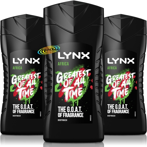 3x Lynx Africa Refreshing Shower Men Body Bath Wash Gel 225ml