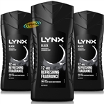 3x Lynx Black Refreshing Shower Men Body Bath Wash Gel 225ml