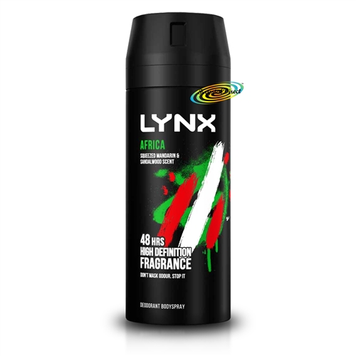 Lynx Africa Body Spray Deodorant 48H Mandarin & Sandalwood Scent 150ml