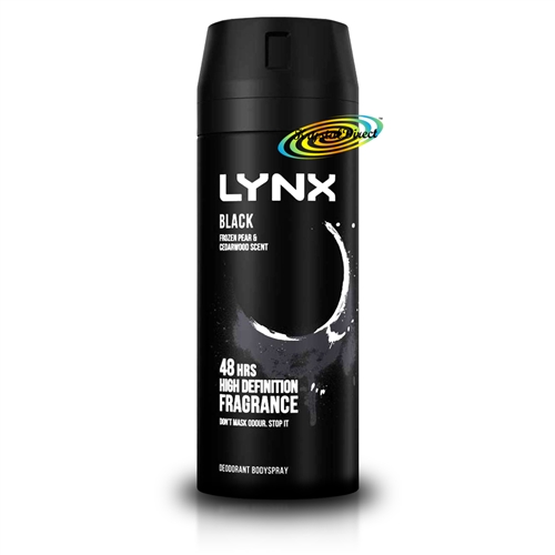 Lynx Black Body Spray Deodorant 48H Frozen Pear & Cedarwood Scent 150ml