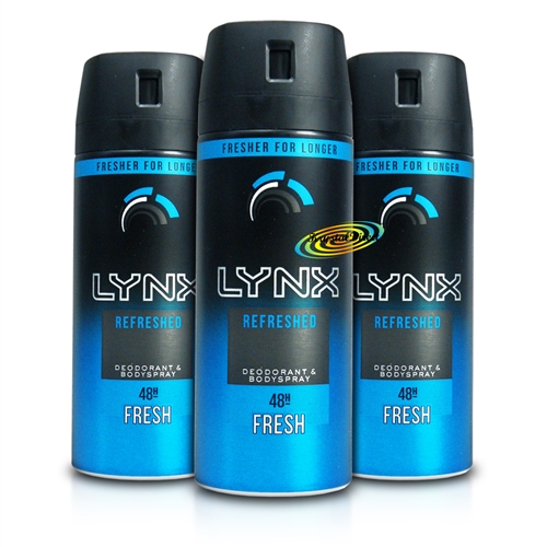 3x Lynx Refreshed Body Spray Deodorant 48H Fresh Scent 150ml