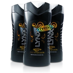 3x Lynx Dark Temptation Bath Wash Mens Revitalising Shower Gel 250ml