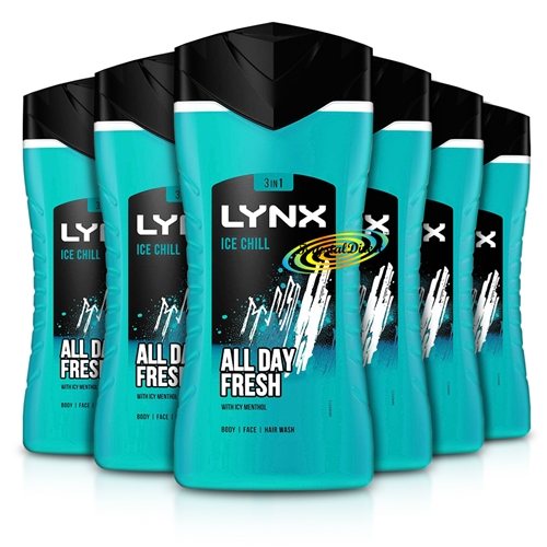 6x Lynx Ice Chill Fresh Fragrance Shower Gel 225ml