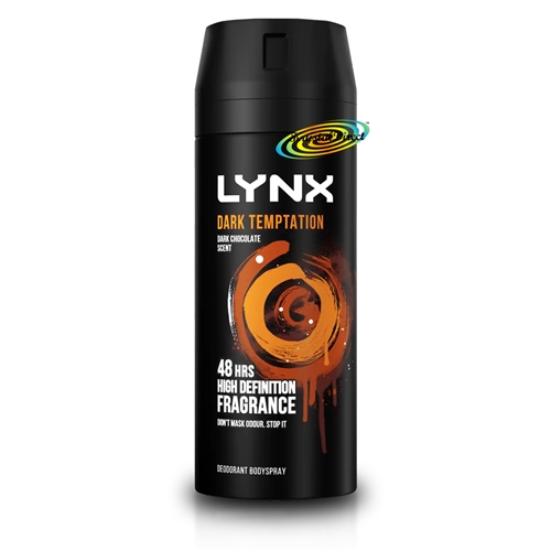 Lynx Dark Temptation Body Spray Deodorant 48H Dark Chocolate Scent 150ml
