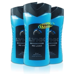 3x Lynx Re-Load 2 in 1 Body & Hair Revitalising Bath Wash Gel For Men 250ml