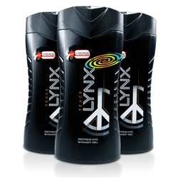 3x Lynx Peace Body Bath Wash Shower Gel For Men 250ml Refreshing Fragrances