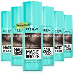 6x Loreal Magic Retouch Dark Brown Instant Root Concealer Spray 75ml Temporary Grey Coverage