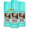 3x Loreal Magic Retouch Brown Instant Root Concealer Spray 75ml Temporary Grey Coverage