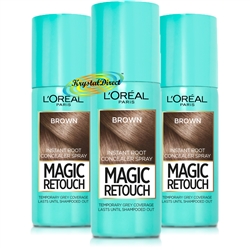 3x Loreal Magic Retouch Brown Instant Root Concealer Spray 75ml Temporary Grey Coverage