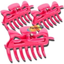 3x Manicare Hair Accessory Hairdressing Plastic Claw Clamp Clips  PINK