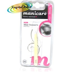 Manicare Mini Tweezers YELLOW Stainless Steel Eye Brow Hair Remover With Pouch