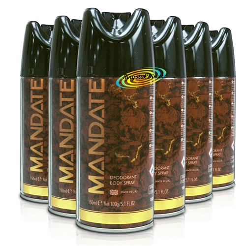 6x Mandate Classic Masculine Deodorant Body Spray For Him 150ml