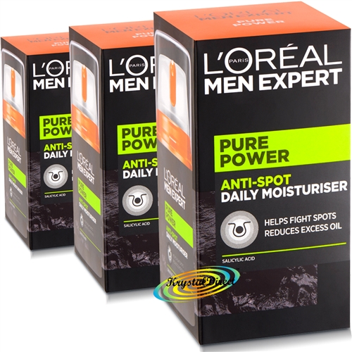 3x Loreal Men Expert Pure Power Active Moisturiser 50ml