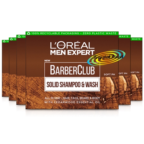 6x Loreal Men Expert Barber Club Solid Shampoo & Wash Bar 80g Plastic Free