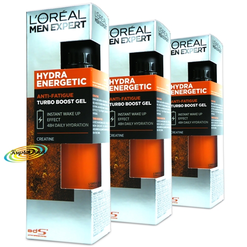 3x Loreal Men Expert Hydra Energetic Anti Fatigue Turbo Boost Face Gel 50ml