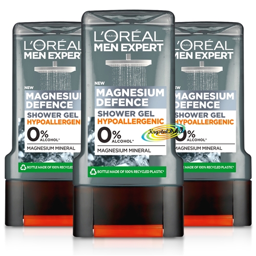 3x Loreal Men Expert Magnesium Defence Hypoallergenic Shower Gel 300ml