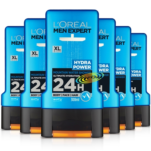 6x L'Oreal Men Expert Hydra Power Mountain Shower Gel 300ml