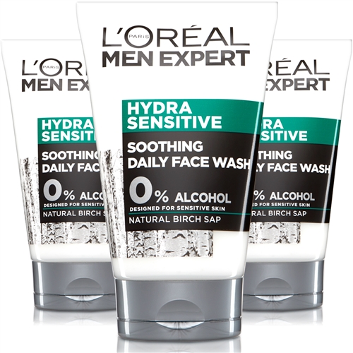 3x Loreal Men Expert Hydra Sensitive Soothing Face Wash 100ml