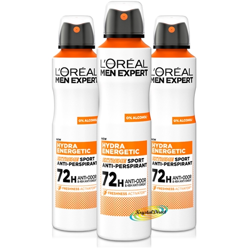 3x L'oreal Men Expert Invincible 96H Anti-Perspirant Deodorant Spray 250ml