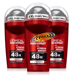 3x L'Oreal Men Expert Stress Resist Anti Perspirant 48H Deodorant Roll On 50ml