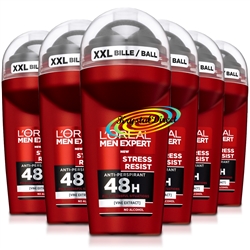 6x L'Oreal Men Expert Stress Resist Anti Perspirant 48H Deodorant Roll On 50ml