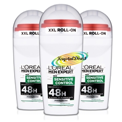 3x L'Oreal Men Expert Sensitive Control Anti Perspirant 48H Deodorant Roll On 50ml