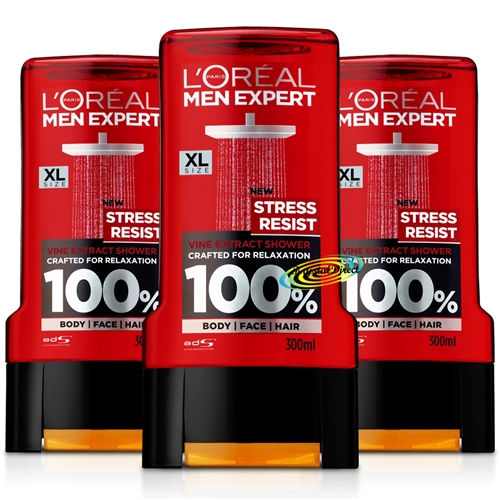 3x L'Oreal Men Expert Stress Resist Shower Gel 300ml