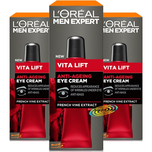 3x Loreal Men Expert Vita Lift Anti Ageing Eye Cream 15ml