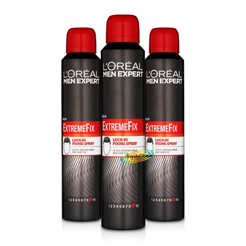 3x Loreal Men Expert Extreme Lock In Hair Fixing Ultra Strong Hold Spray 200ml