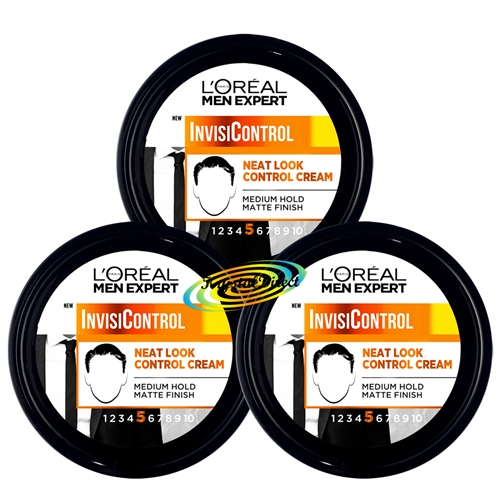 3x Loreal Men Expert InvisiControl Neat Look Control Hair Cream 150ml
