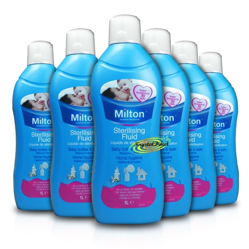 6x Milton Sterilising Fluid For Baby & Home 1L