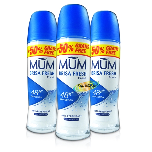 3x Mum Roll On Brisa Fresh 48H Anti Perspirant Deodorant 75ml Alcohol Free