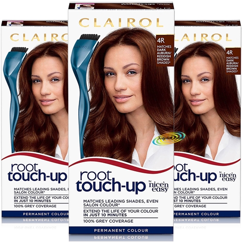 3x Clairol Root Touch Up Permanent Hair Colour Dye #4R DARK AUBURN