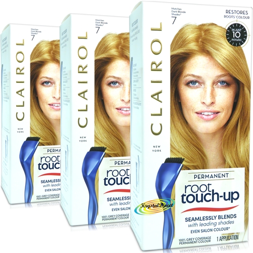 3x Clairol Root Touch Up Permanent Hair Colour Dye #7 DARK BLONDE