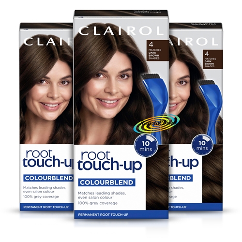 3x Clairol Root Touch Up Permanent Hair Colour Dye #4 DARK BROWN